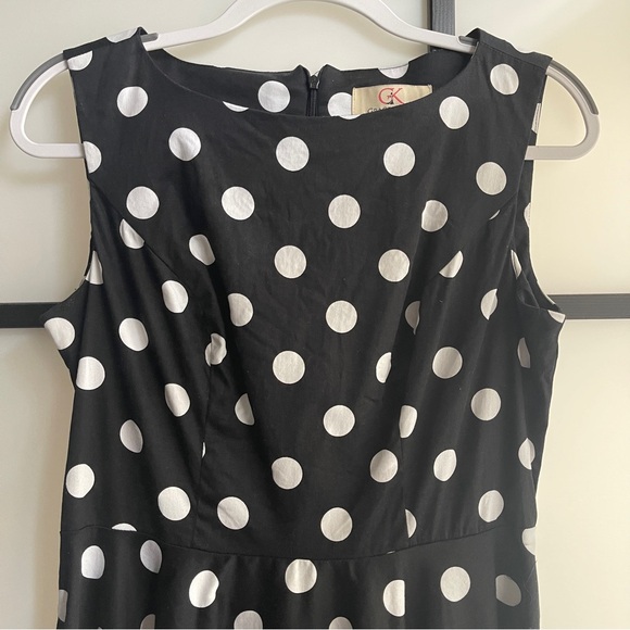 🖤🤍 Grace Karin Retro Boatneck Black/White Polkadot Swing Dress | Size L 🖤🤍 - Picture 4 of 10